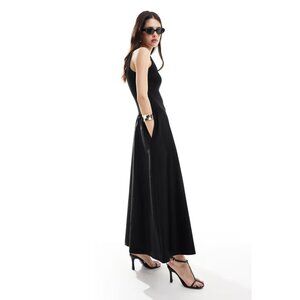 & Other Stories Mixed Jersey and Woven Maxi Dress Black L $120